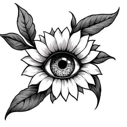 A Tattoo With A Sunflower Inside The Eye Of Ra