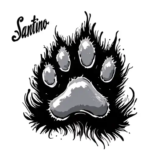 Cat Paw Print With The Name Santino Under The Paw Print