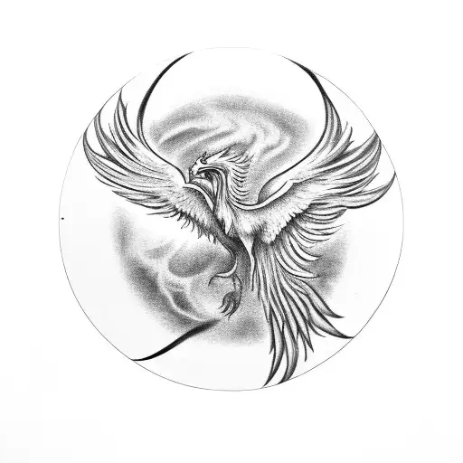 A Majestic Phoenix Rising From A Vinyl Record