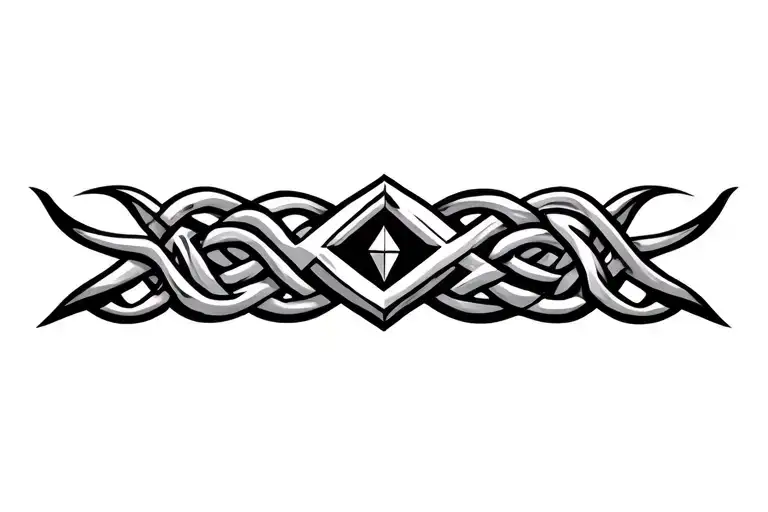 Abstract Viking Tribal Knot With Diamond In Middle