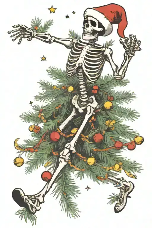Dancing Skeleton Under Christmas Tree