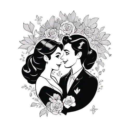 Couples Tattoo Featuring Disney