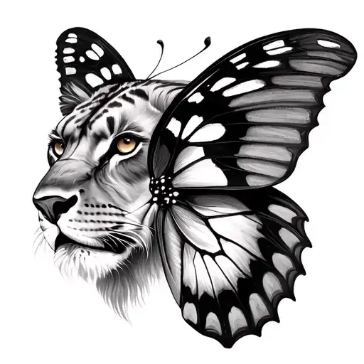 Butterfly With Lioness Face In One Wing