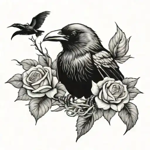 Crow With Roses