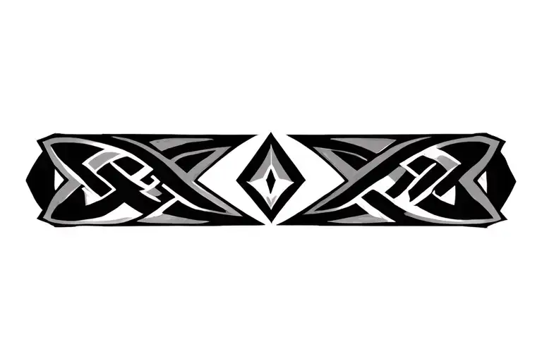 Abstract Viking Tribal Knot With Diamond In Middle