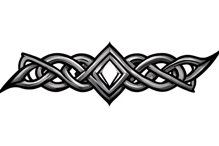 Abstract Viking Tribal Knot With Diamond In Middle