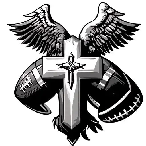Football And Christian Cross