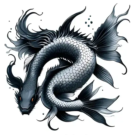 Koi Fish With Water Dragon