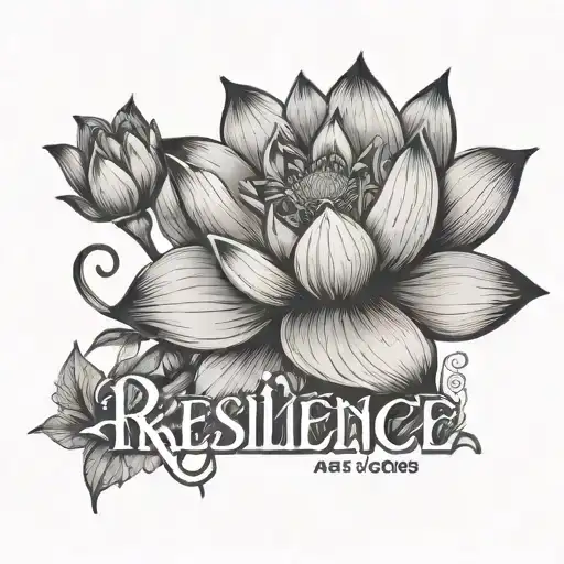 Word Resilience With A Lotus Flower Blooming
