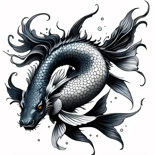 Koi Fish With Water Dragon