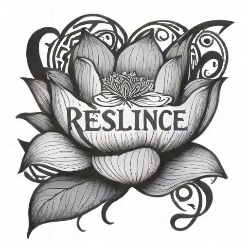Word Resilience With A Lotus Flower Coming Out Of The Script