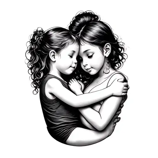 Mother And Toddler Daughter Hugging Each Other