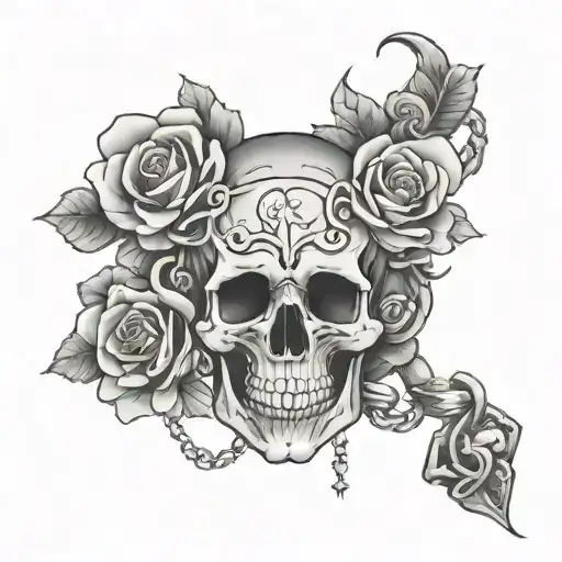 Skull And Roses Chains Wrapped