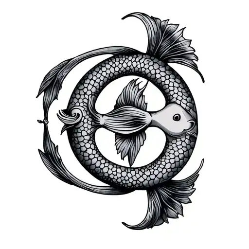 1995 Pisces Zodiac Sign Intertwined Symbolizing The Client's
