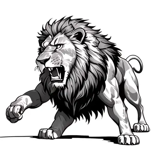 An Aggressive Lion Ready To Fight