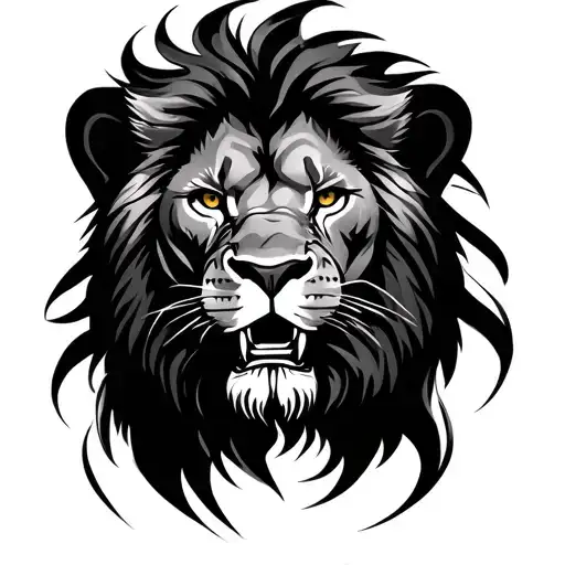 Aggressive Face Of A Lion Detailed