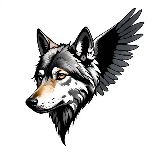 Wolf With Wings Spread