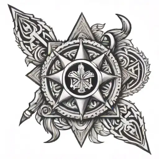 A Traditional Filipino Tribal Design Incorporating Elements Of Law Enforcement Badges