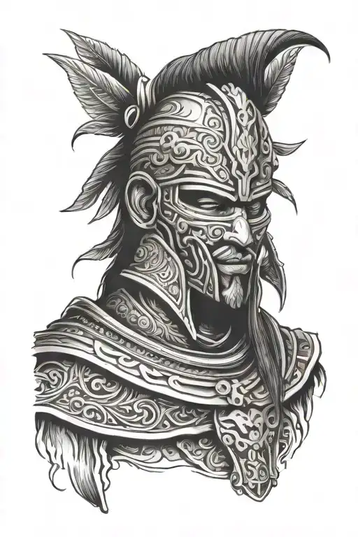 Ancient Phonecian Warrior Wearing Mask That Covers His Whole Face