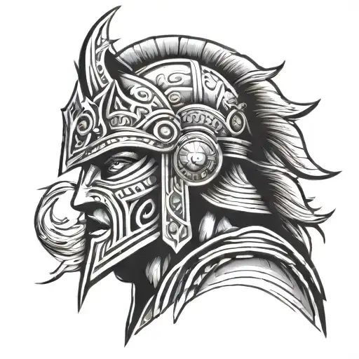 Ancient Phonecian Warrior Wearing Mask That Covers His Whole Face