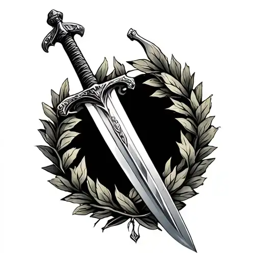 Sword With One Side Viking One Side Stoic Philosophy And A Wreath Around Sword