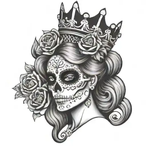Female Sugar Skull Wearing A Crown