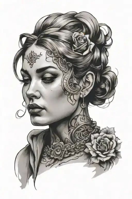 Portrait Woman Face And Bust