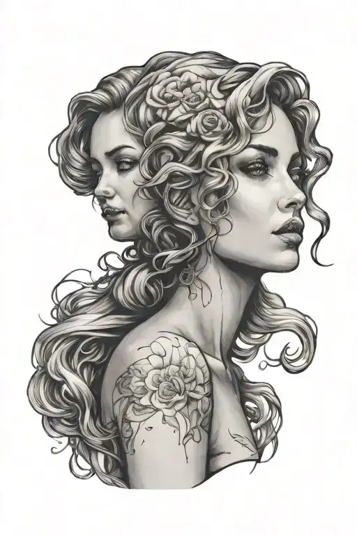 Portrait Woman Face And Bust Nude