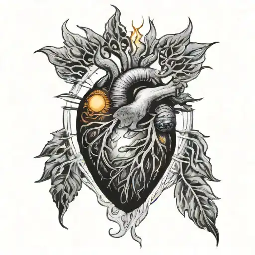 Human Heart Glowing Sun Aura