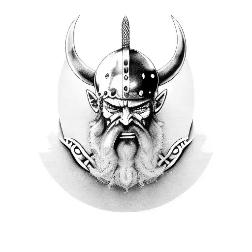 A Black-grey Portrait Of A Viking God Merged With A One Piece Devil Fruit