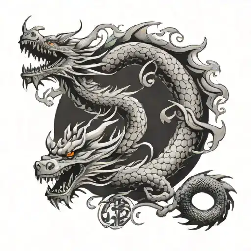 Dragon With Kaizen Japanese Characters Combined