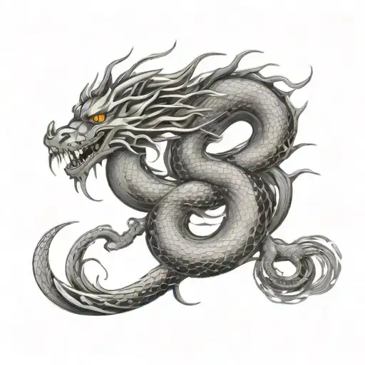 Long Dragon With Kaizen Japanese Characters Combined