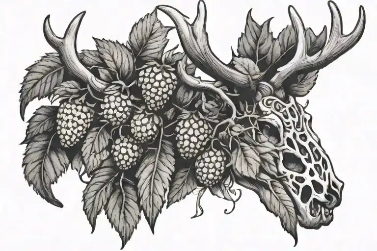 Deer Antler With Strawberry Vines