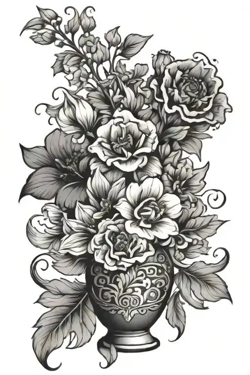 Decorated Vase With 2 Different Types Flowers