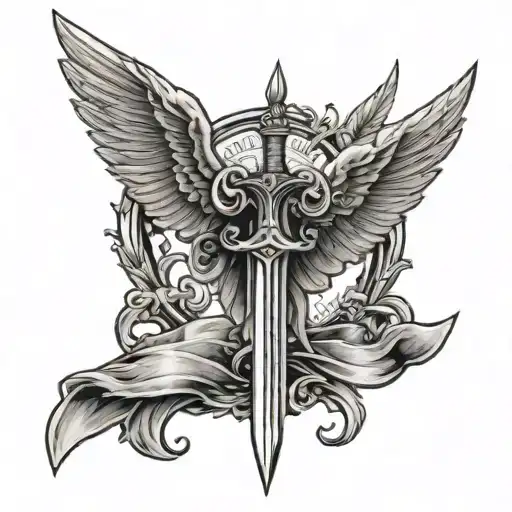 Wings And Sword On Back