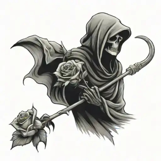 Grim Reaper Holding A Rose