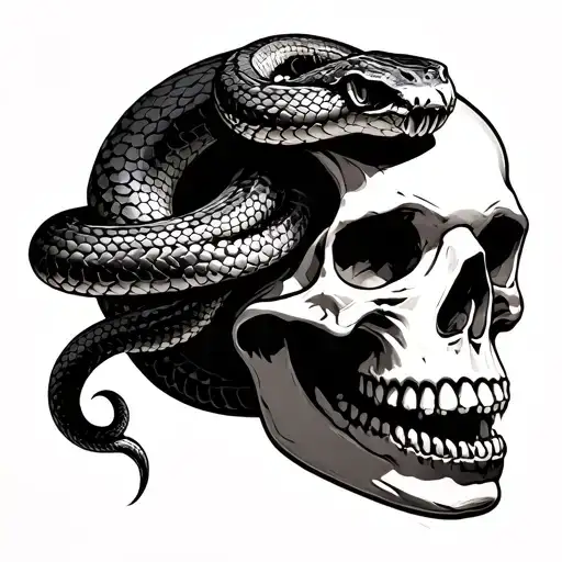 Snake Coming Out Of Skull Soft Shading