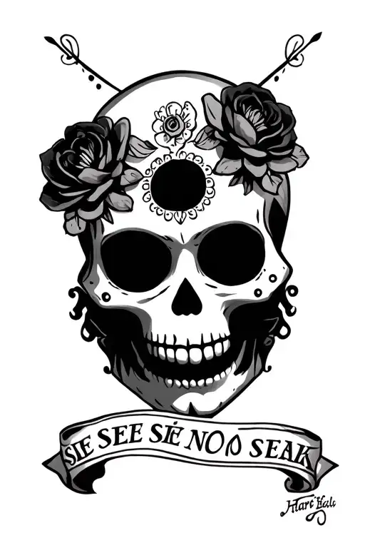 Sexy Sugar Skull Sleeve Hear Speak See No Evil