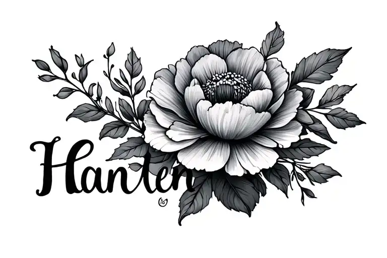 Hanten In Cursive With October Birth Flower