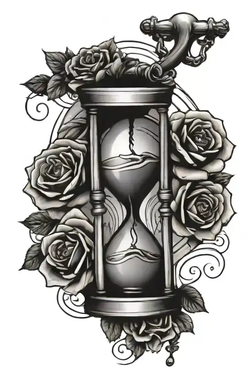 Hourglass With Roses And Handcuffs