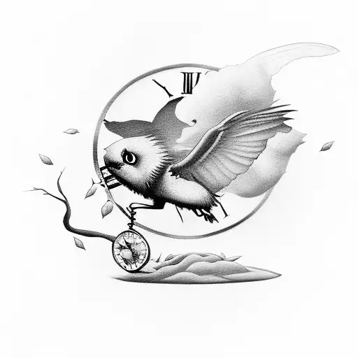 A Flying Cherry Holding A Menacing Clock