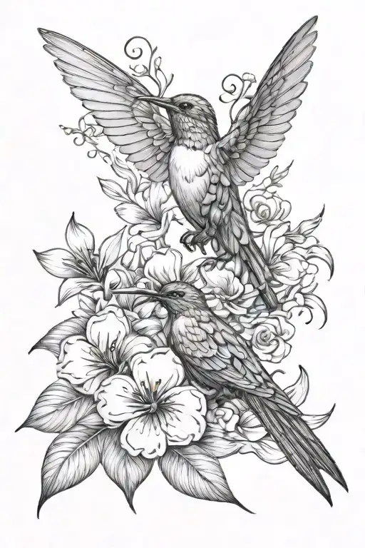 Humming-bird And Scorpio Im Flowers