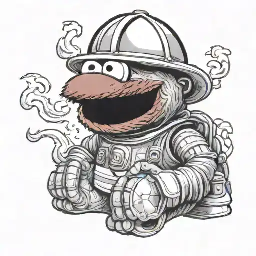 Elmo With Firefighter Helmet