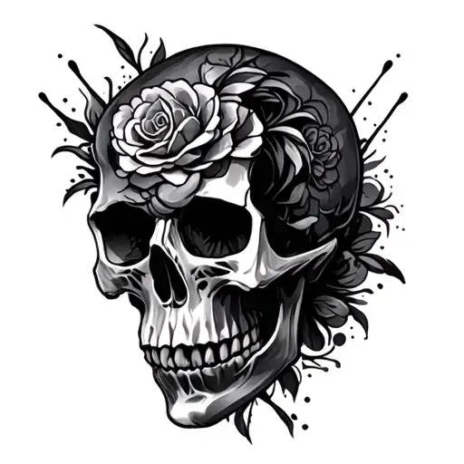 Side Profile Of A Skull Surrounded