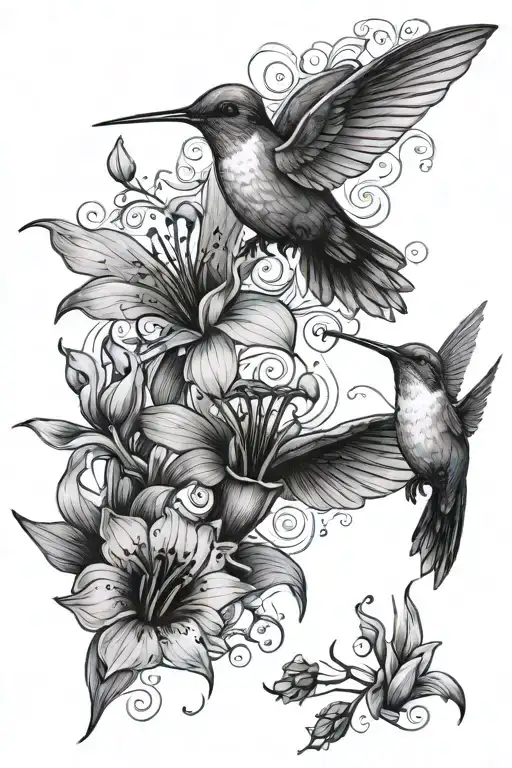 Humming Bird And Scorpio In Flowers