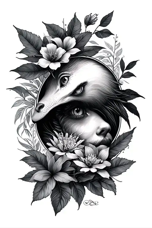 Black And Grey Half Sleeve Nature
