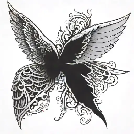 Wing On The Shoulder Attached To Skeletal Spine Attach To Hip