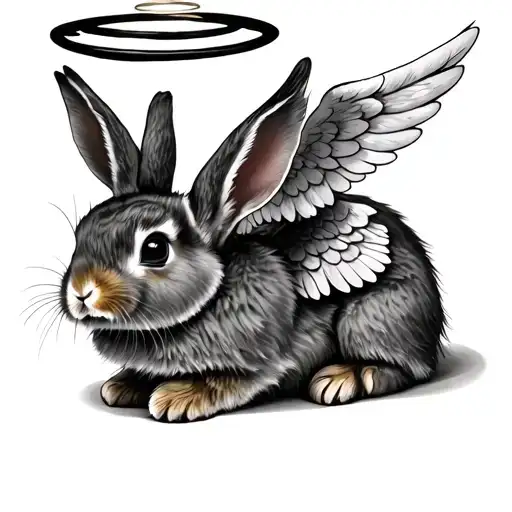 Bunny With Angel Wings And Halo