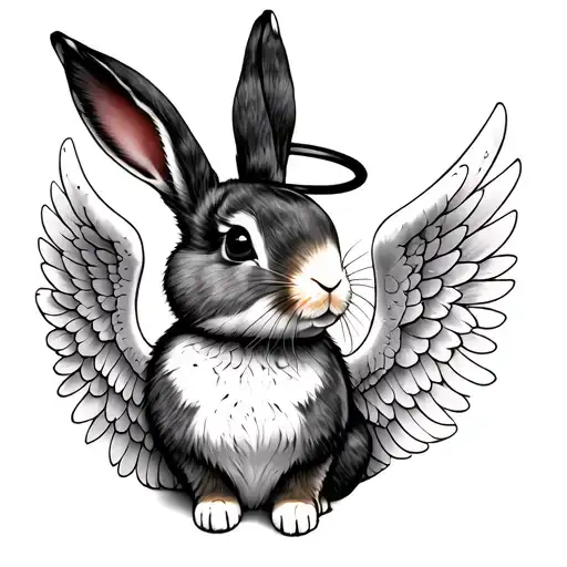 Bunny With Angel Wings And Halo