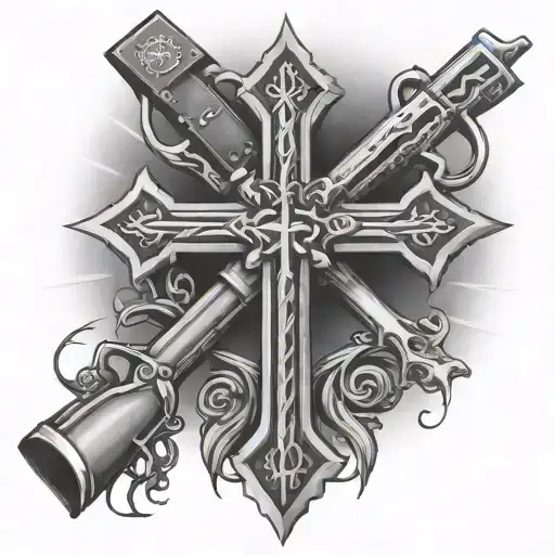 Tactical Christian Cross With A Rifle Intertwined